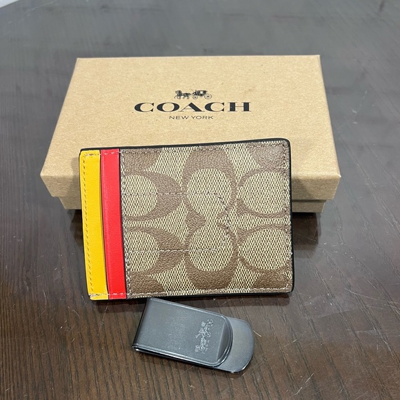 COACH monogram money clip 5 card slot wallet nib - Picture 2 of 6
